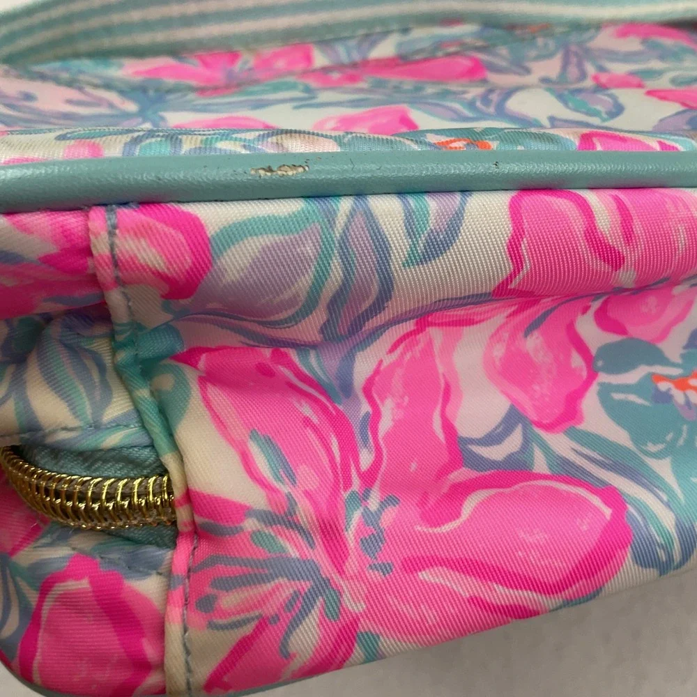 Lilly Pulitzer Floral Insulated Lunch Bag Pink Blue Crossbody Strap